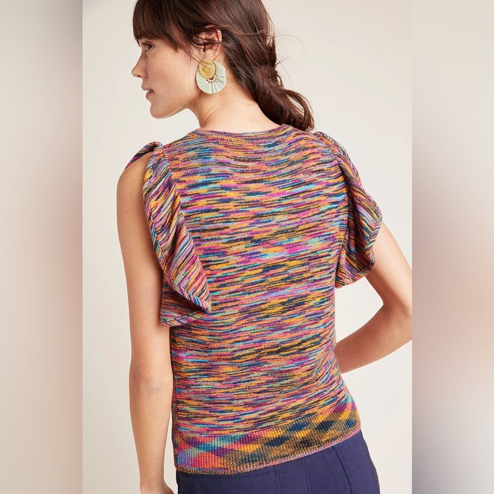 Anthropologie Ruby Flutter-Sleeved Top In Novelty… - image 5